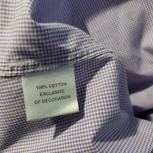 Tailorbyrd Button Down Shirt Men's Size 16 1/2 (34-35) Trim Purple Gingham Check - Picture 8 of 9